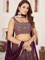 Plum Georgette Lehenga Choli